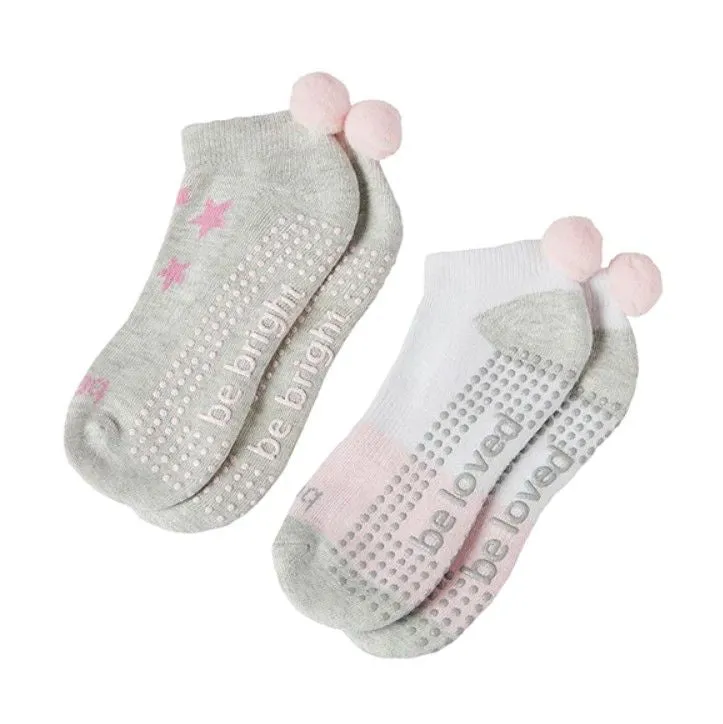 Kids 2 Pack  - Pom Pom Penelope Grip Socks (Barre / Pilates)