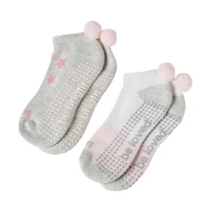 Kids 2 Pack  - Pom Pom Penelope Grip Socks (Barre / Pilates)