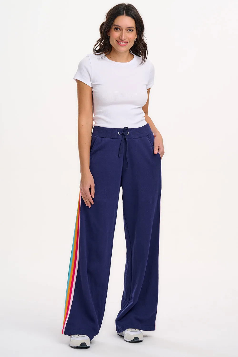 Laina Joggers - Navy. Rainbow Trim
