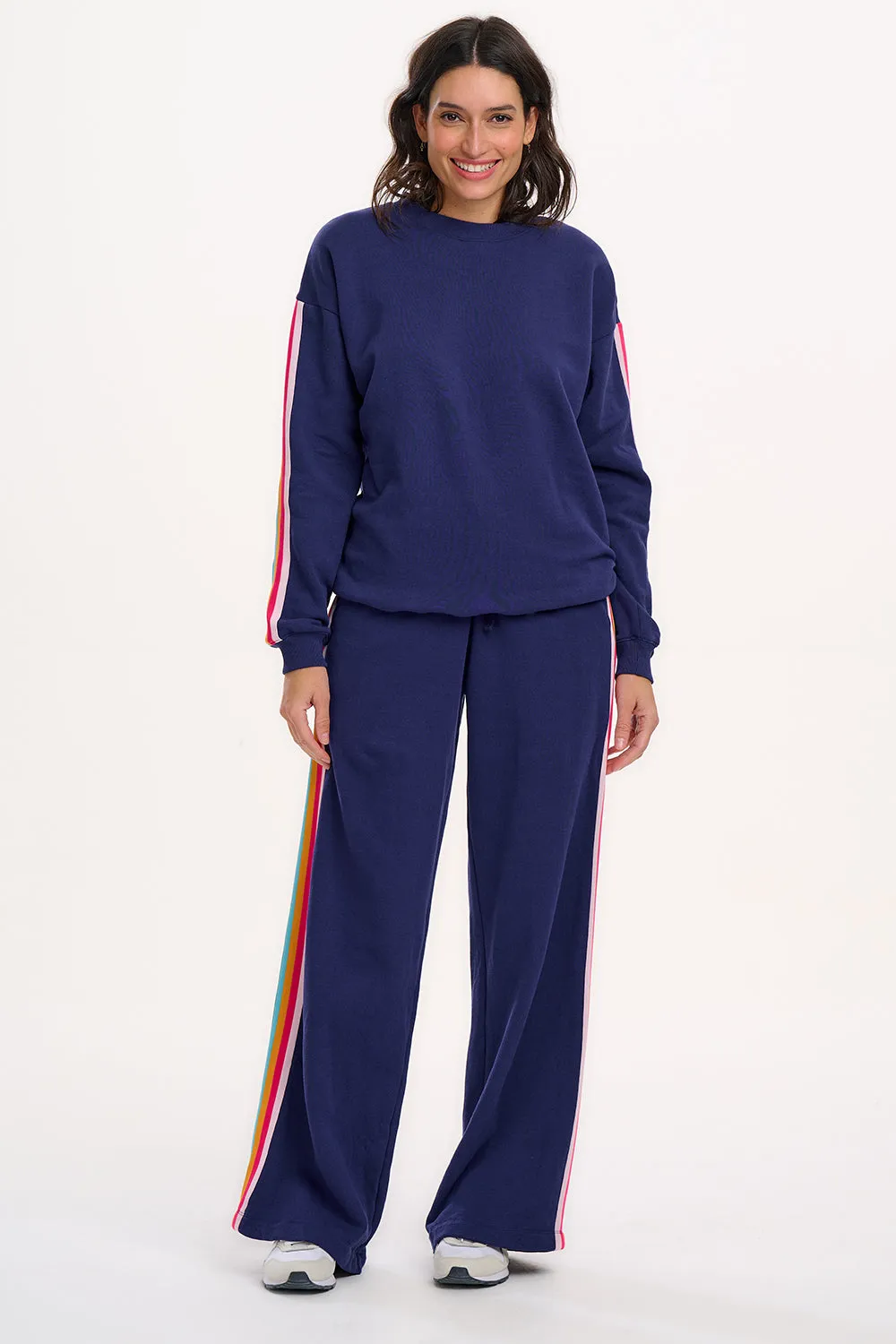 Laina Joggers - Navy. Rainbow Trim