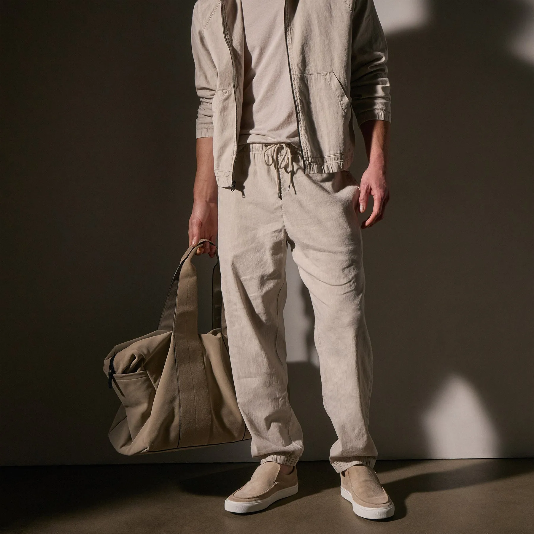 Linen Blend Jogger - Salt Pigment