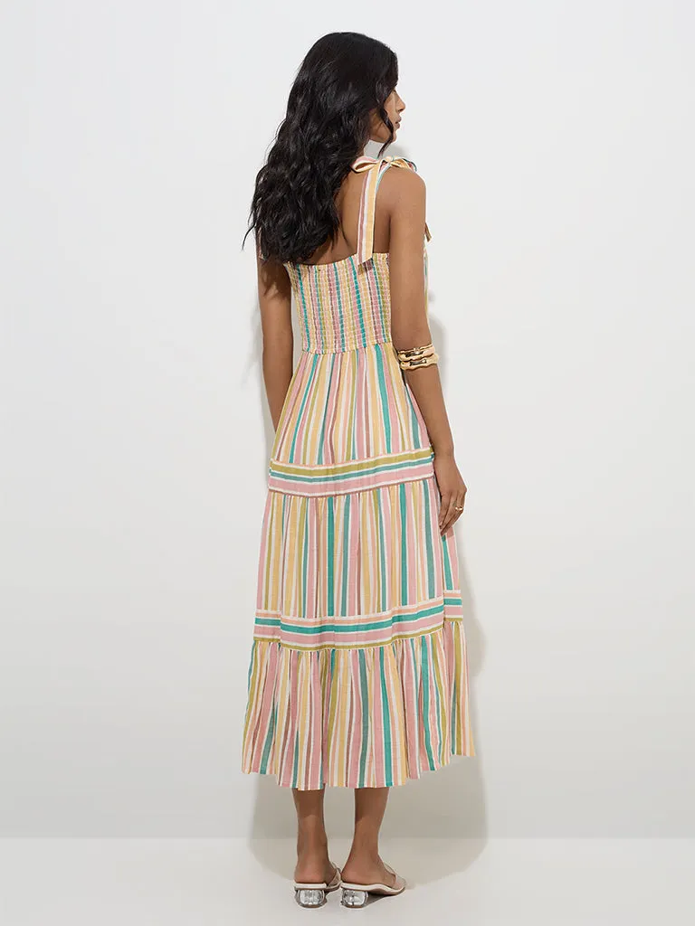 LOV Multicolour Striped Tiered Dress
