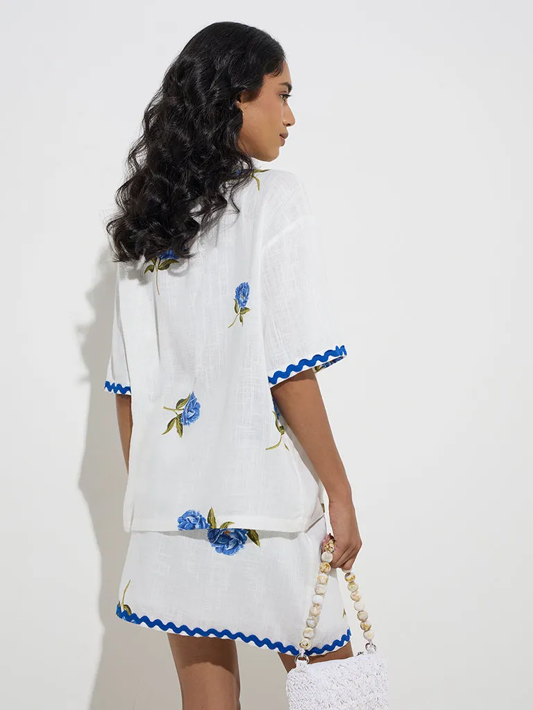 LOV White Floral Pattern Shirt