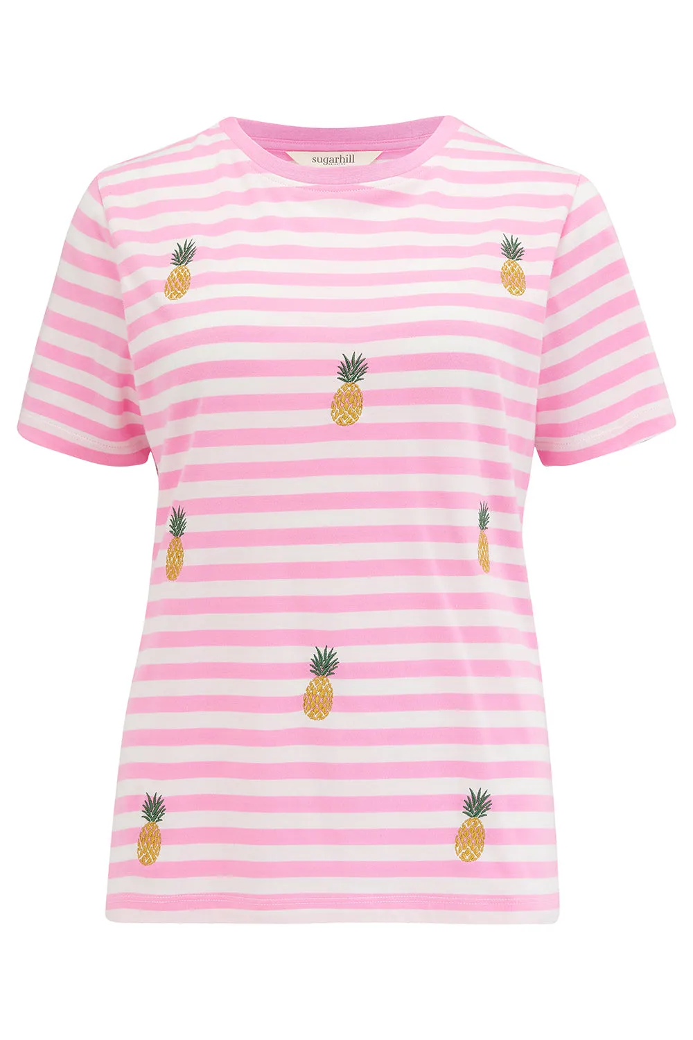 Maggie T-Shirt - Off-White/Pink. Pineapple Repeat