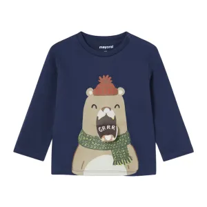 Navy Winter Bear Graphic T-Shirt