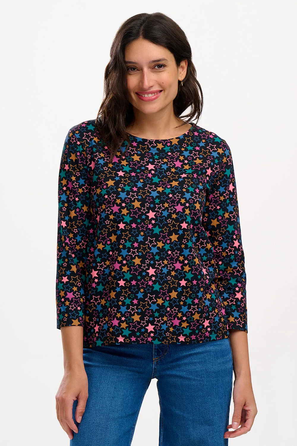 Noor Jersey Top - Black/Multi. Star Cluster