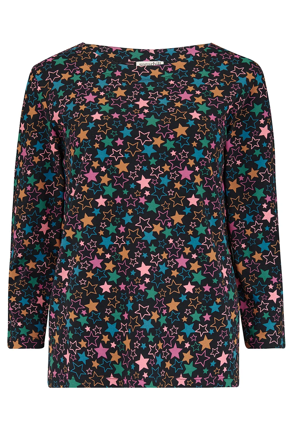 Noor Jersey Top - Black/Multi. Star Cluster