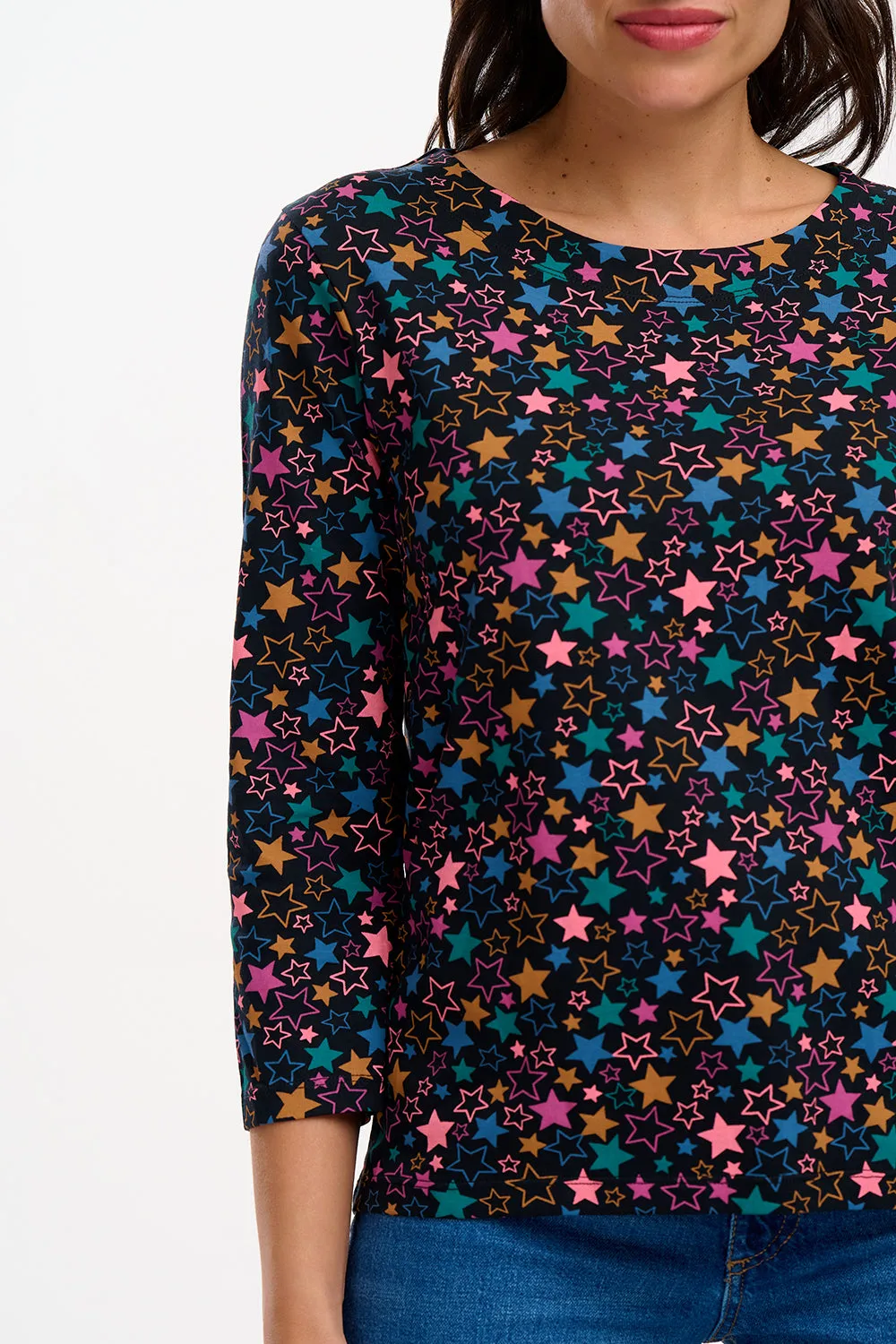 Noor Jersey Top - Black/Multi. Star Cluster