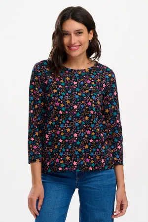 Noor Jersey Top - Black/Multi. Star Cluster