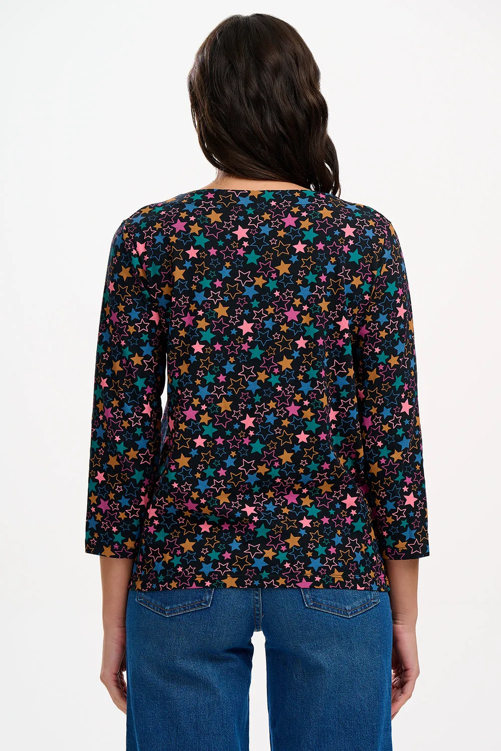 Noor Jersey Top - Black/Multi. Star Cluster