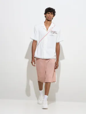 Nuon Off-White Tropical-Inspired Relaxed-Fit Cotton Shirt