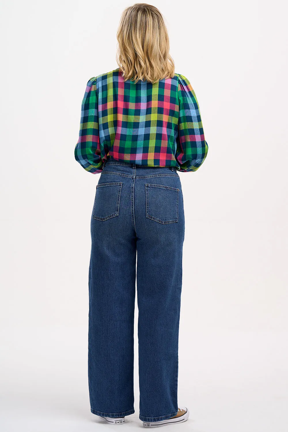 Paloma Frill Shirt - Multi. Midnight Gingham