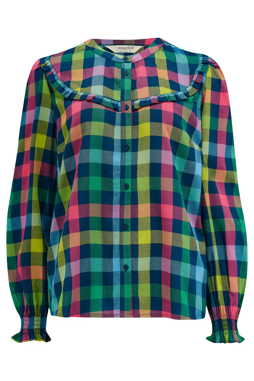 Paloma Frill Shirt - Multi. Midnight Gingham