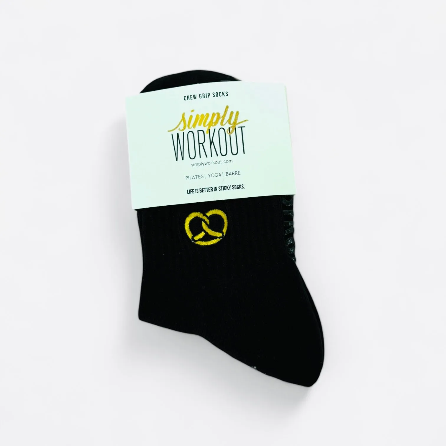 Pretzel - Embroidered Ankle Grip Socks