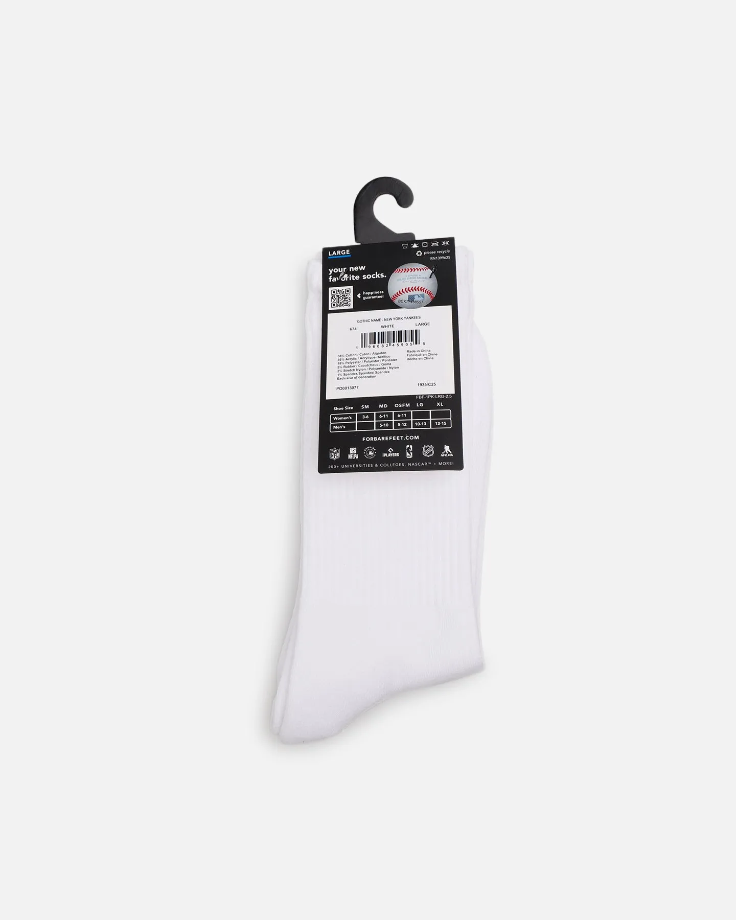Pro Compression New York Yankees Gothic Script Crew Sock White
