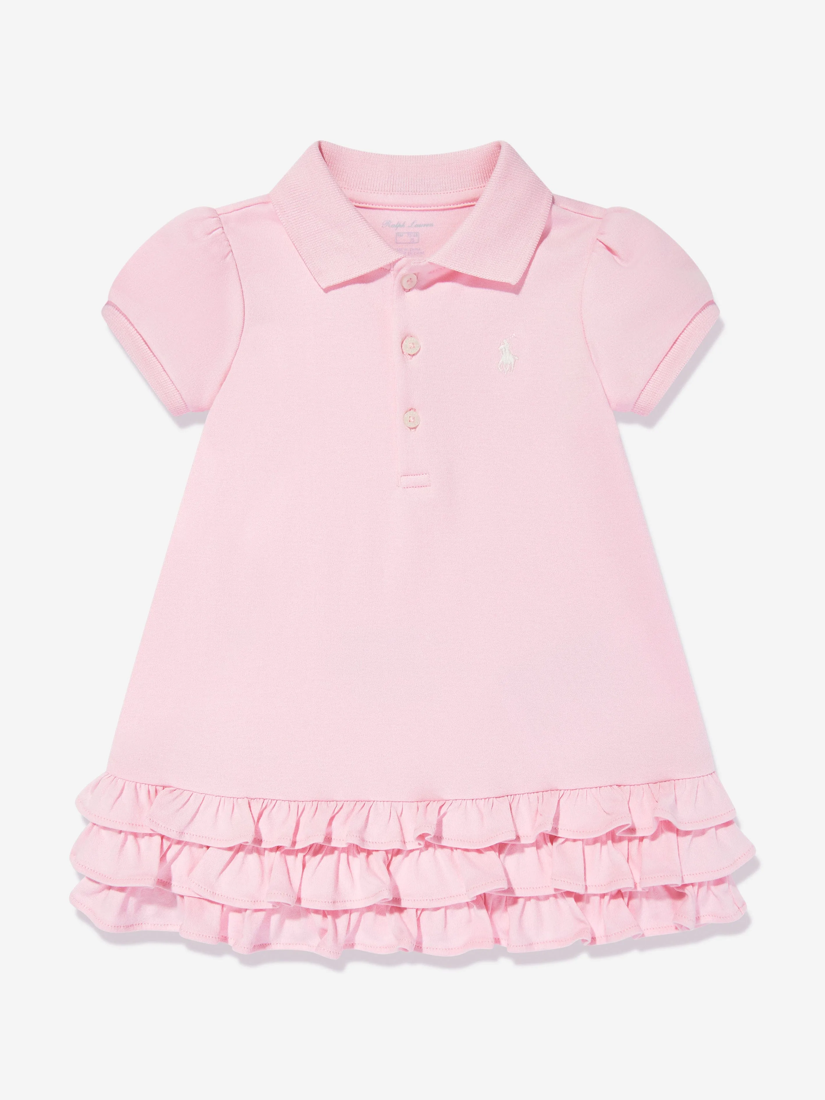 Ralph Lauren Baby Girls Ruffle Polo Dress With Bloomers in Pink