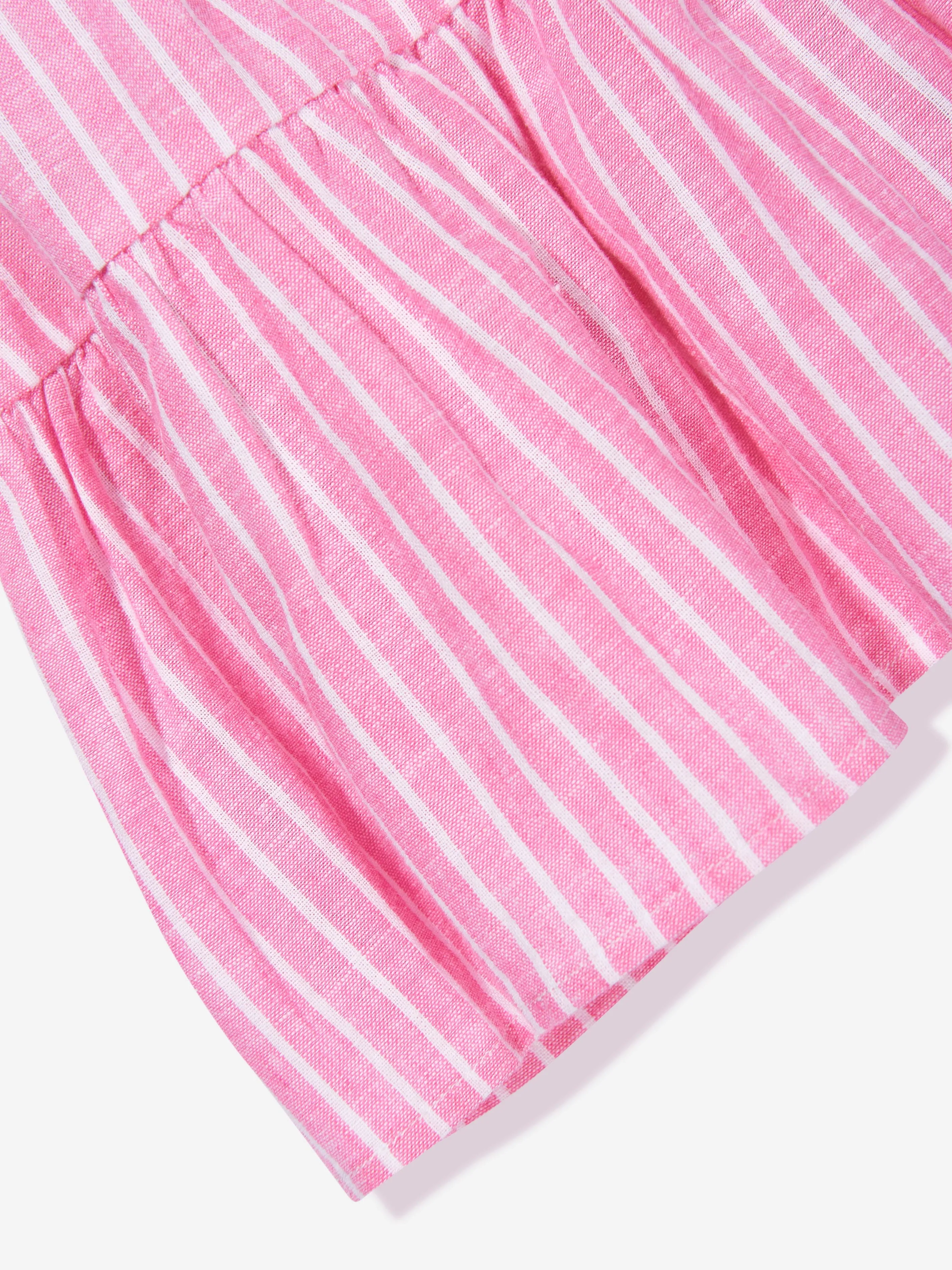 Ralph Lauren Girls Striped Tier Shirt Dress in Pink