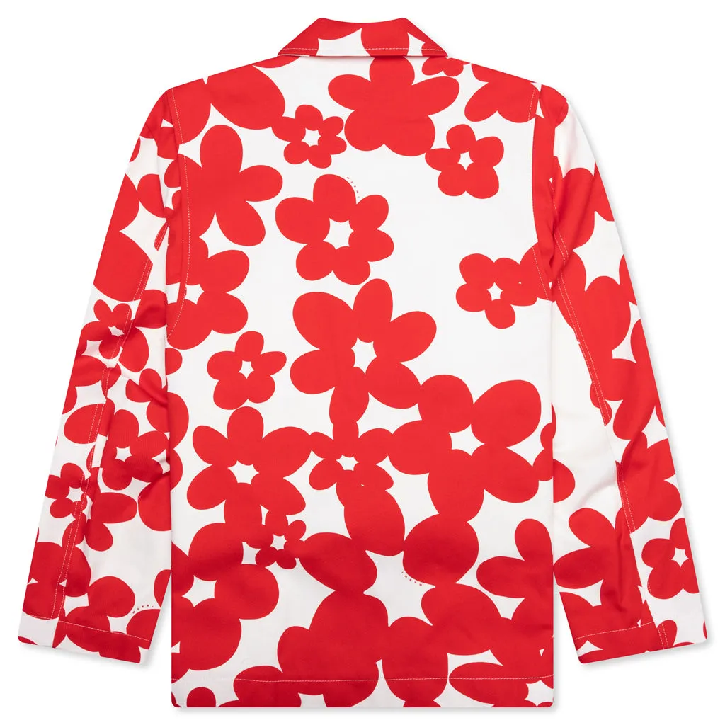 Red and White Dillies Print Jacket - Crimson