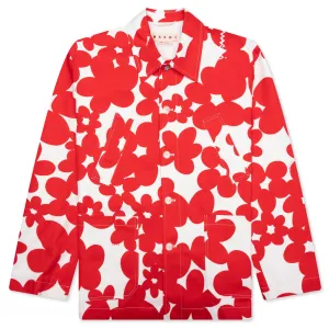 Red and White Dillies Print Jacket - Crimson