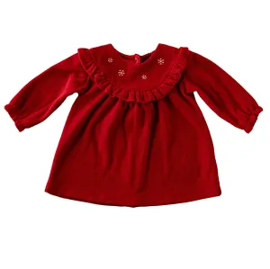 Red Holiday Velvet Smocked Dress