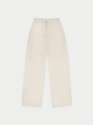 SATIN EMBLEM TROUSERS - BEIGE