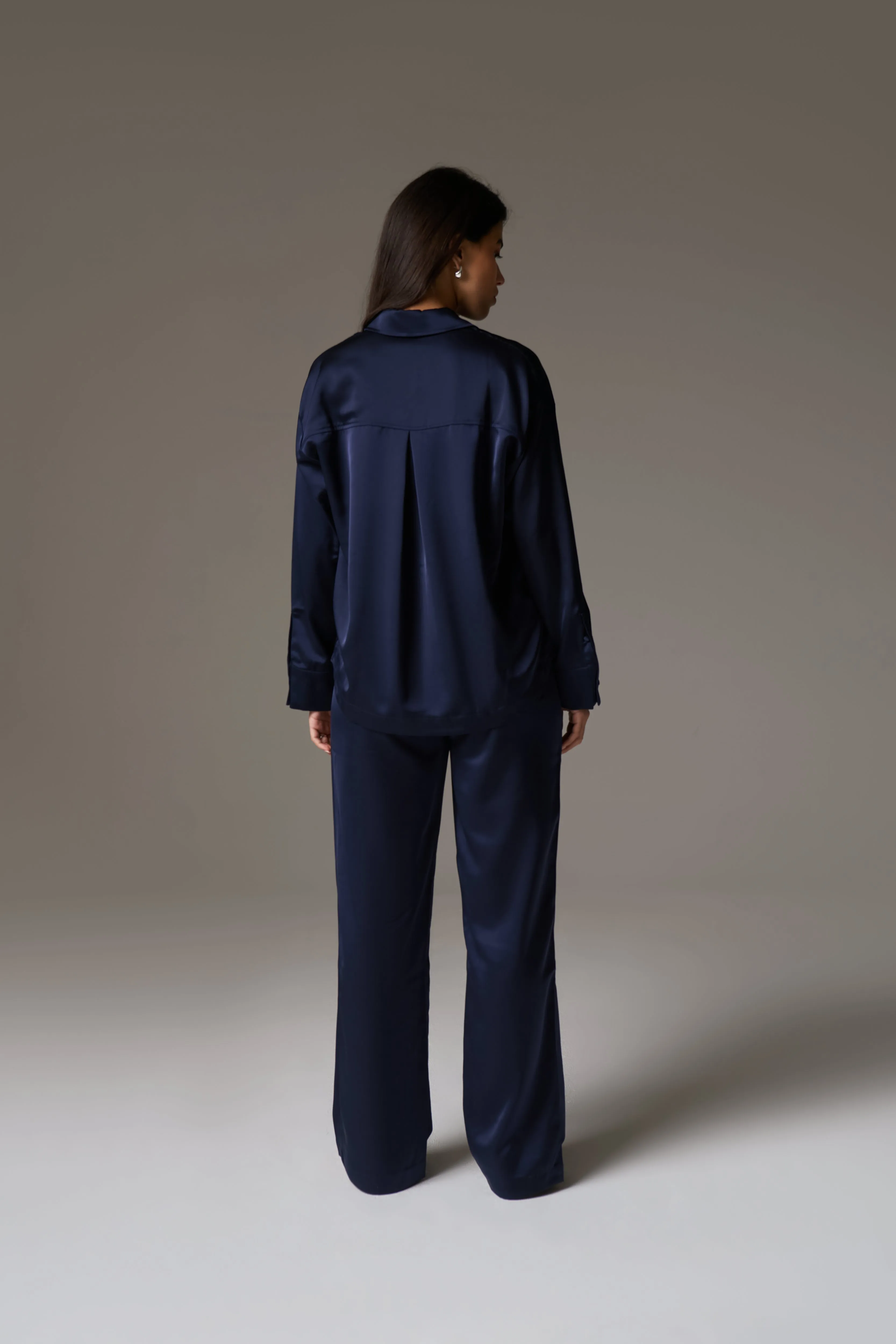 SATIN EMBLEM TROUSERS - NAVY