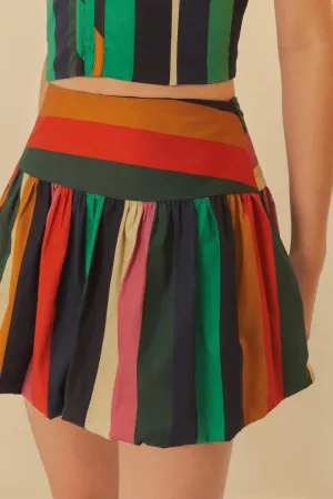 Short Saia Balone Listra Onda de Cor
