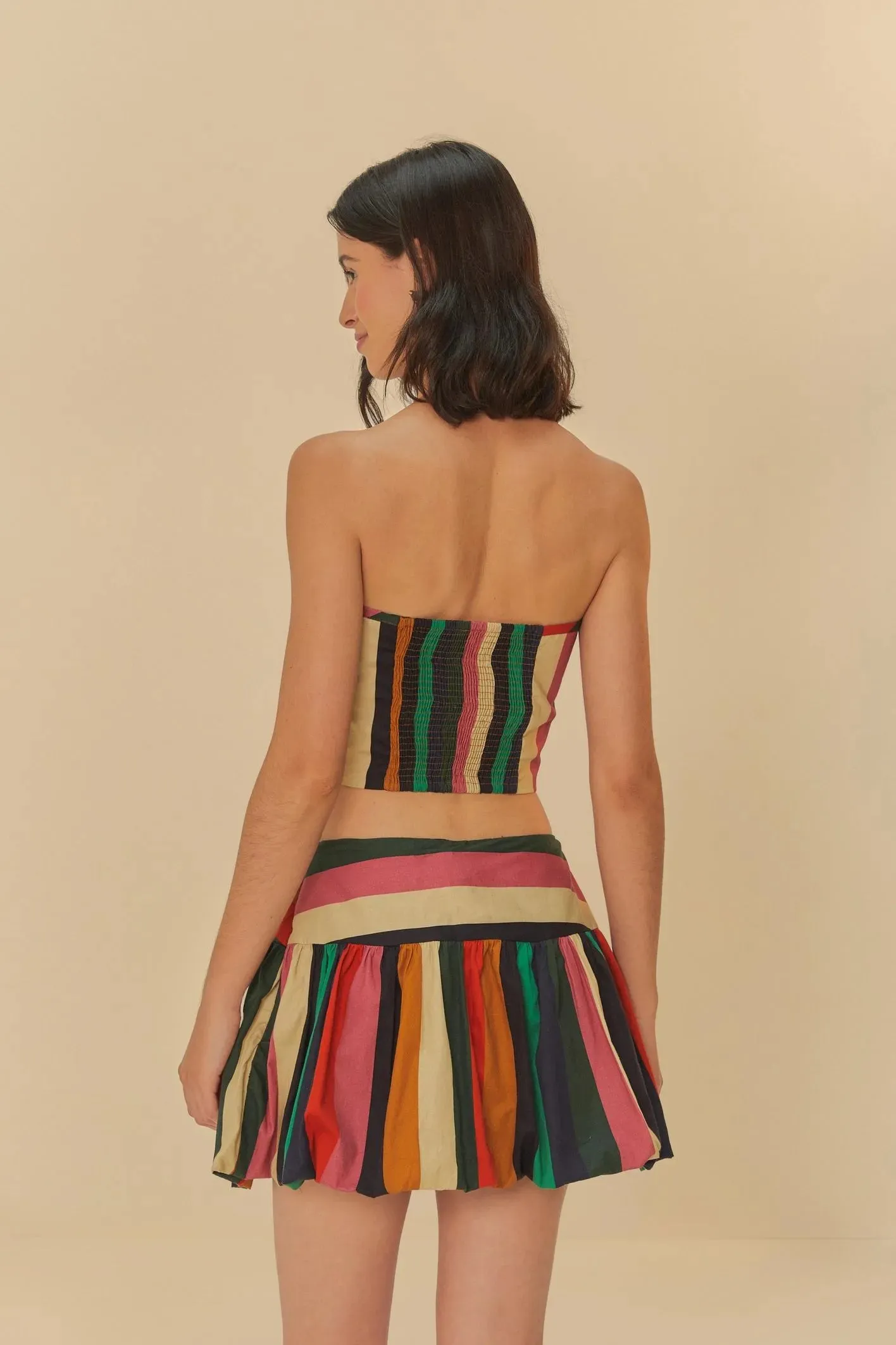 Short Saia Balone Listra Onda de Cor