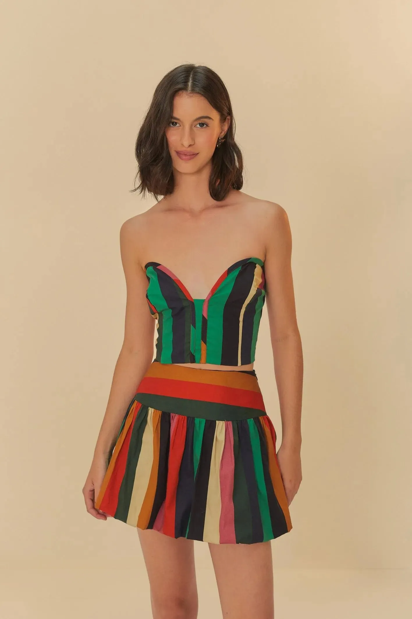 Short Saia Balone Listra Onda de Cor