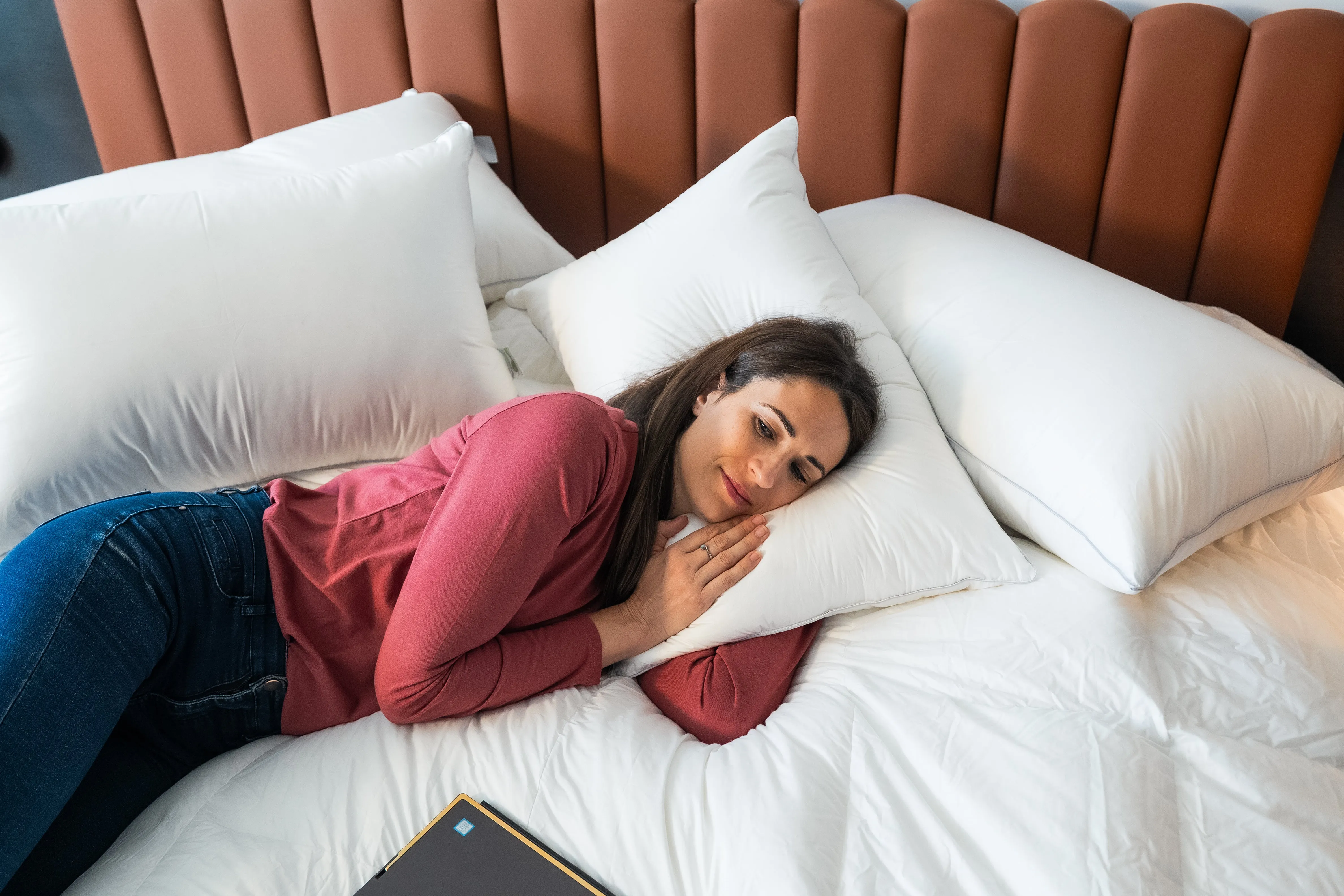 Standard Size Medium-Firm Density Pillow 90% White Polish Goose Down