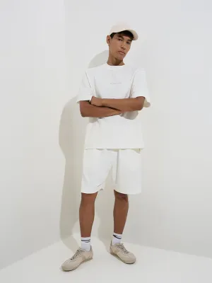 Studiofit White Crinkled Relaxed-Fit Cotton-Blend Shorts