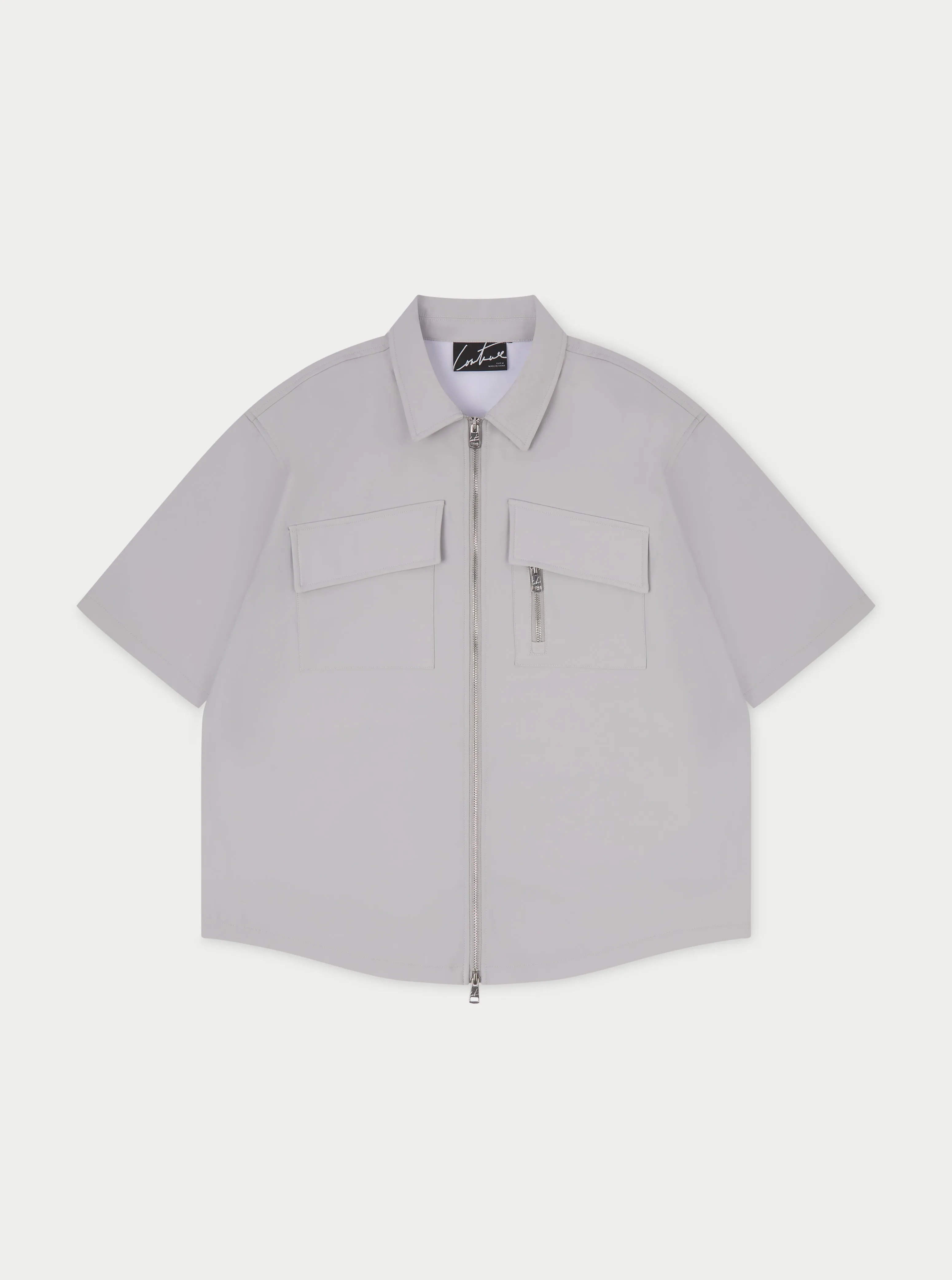 TECHNICAL HEAVYWEIGHT ZIP OVERSHIRT - GREY