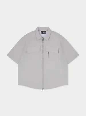 TECHNICAL HEAVYWEIGHT ZIP OVERSHIRT - GREY