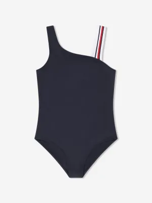Tommy Hilfiger Girls One Shoulder Swimsuit in Navy