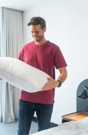USA Standard Size Medium Density Pillow 95% White Snow Goose Down German Batiste TE100