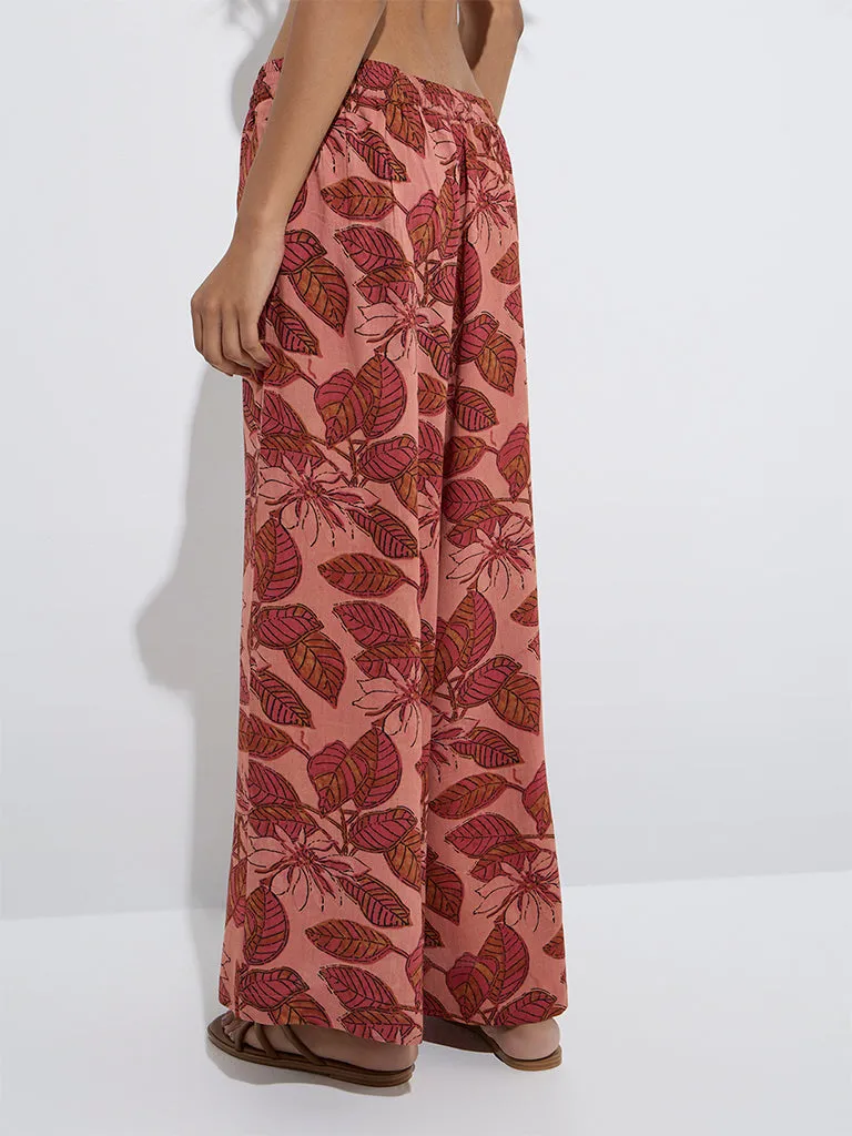 Utsa Pink Botanical Printed Palazzos