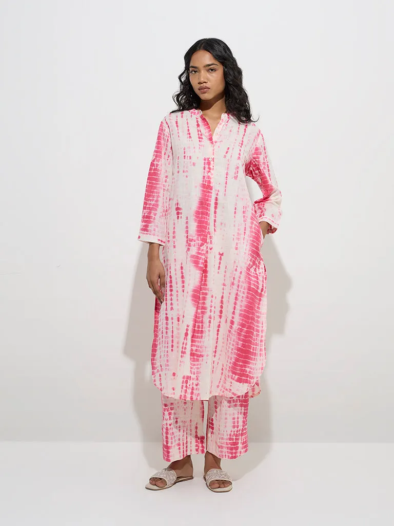 Utsa Pink Tie-Dye Design Cotton Ethnic Pants