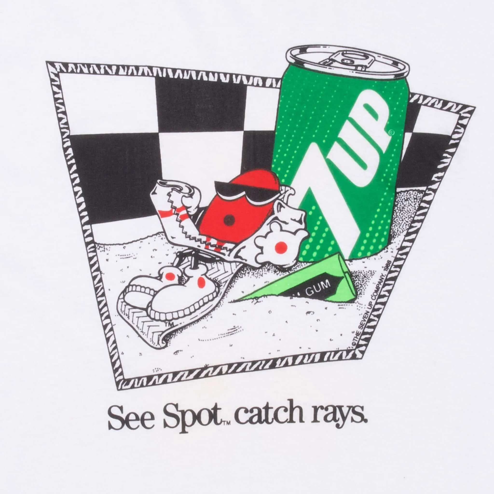 VINTAGE 7UP SODA 1988 WHITE TEE SHIRT MEDIUM MADE IN USA