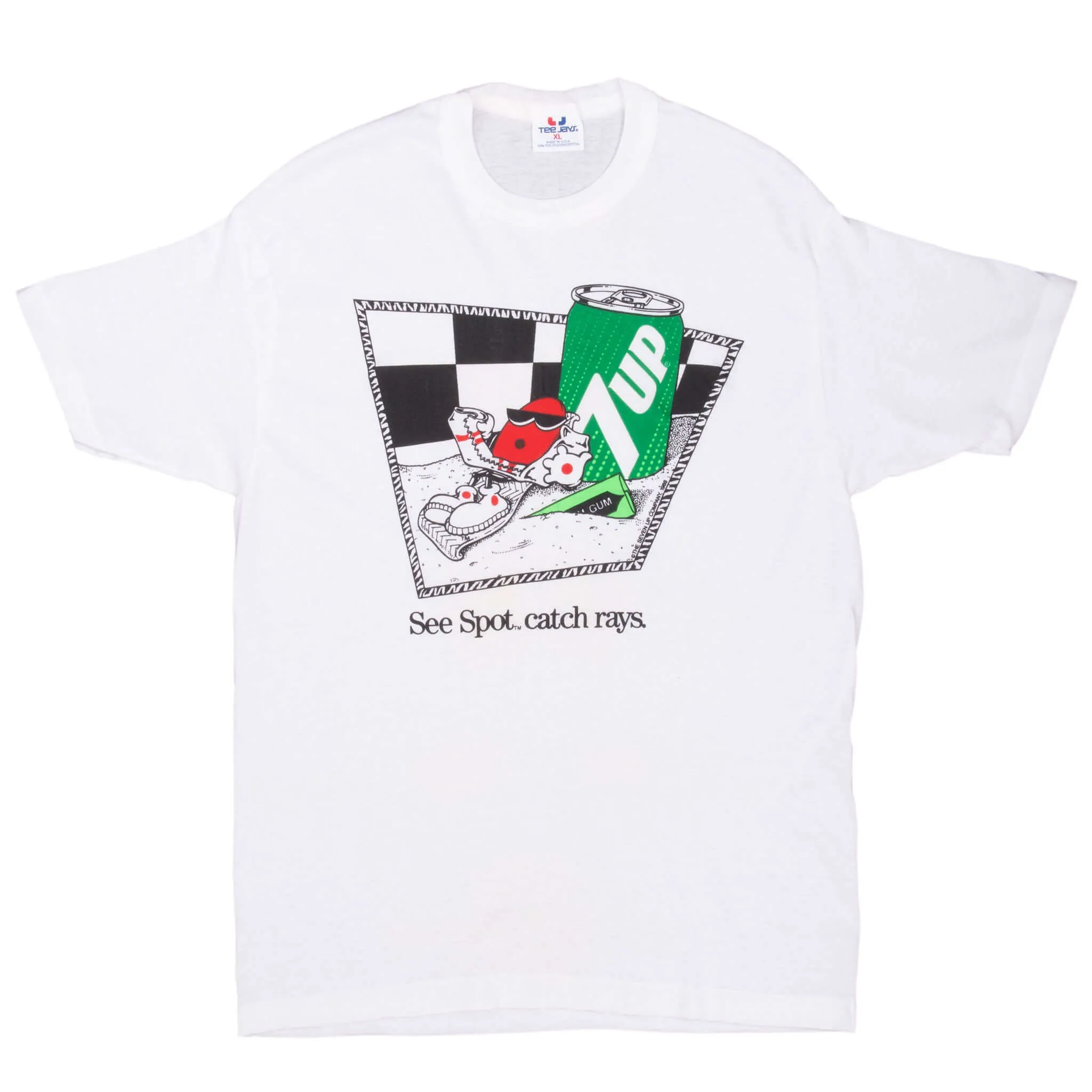 VINTAGE 7UP SODA 1988 WHITE TEE SHIRT MEDIUM MADE IN USA