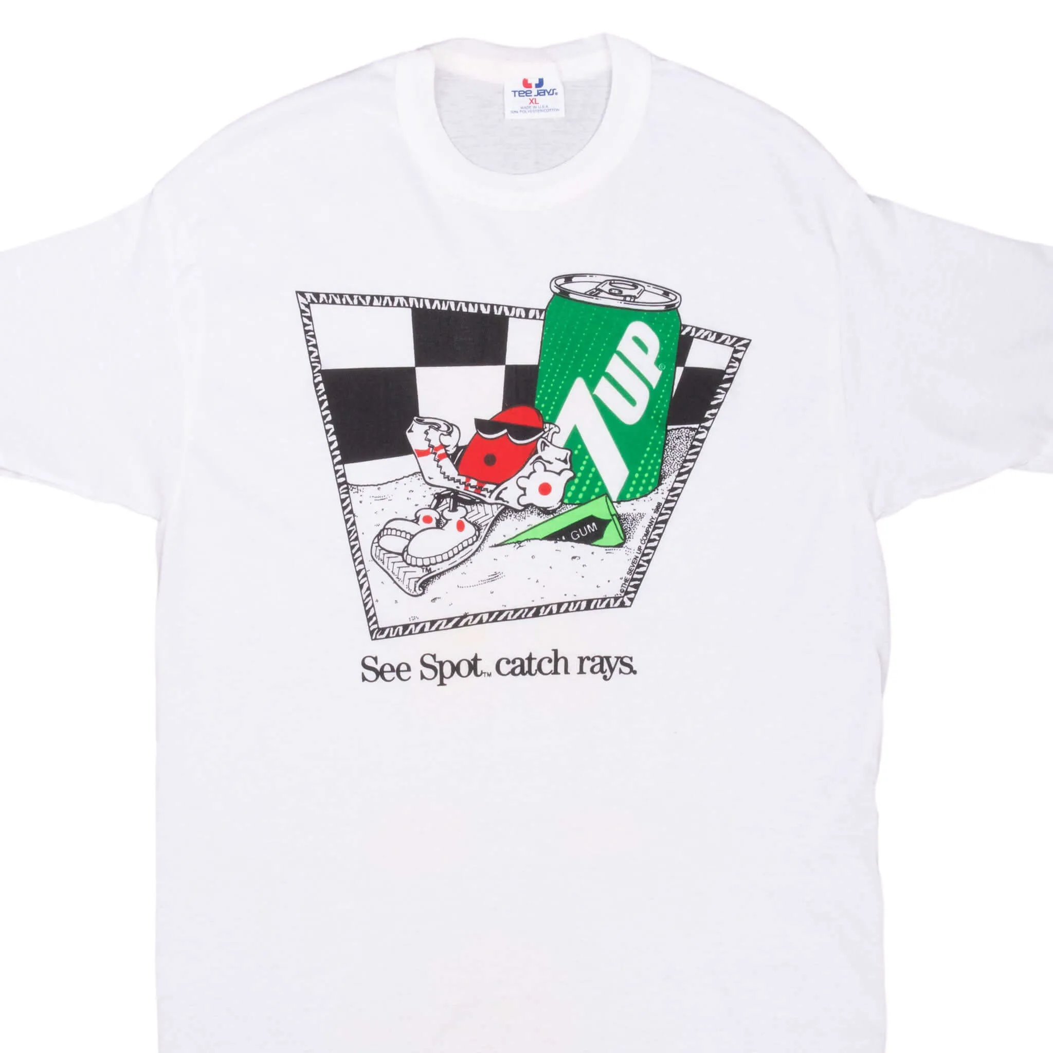 VINTAGE 7UP SODA 1988 WHITE TEE SHIRT MEDIUM MADE IN USA