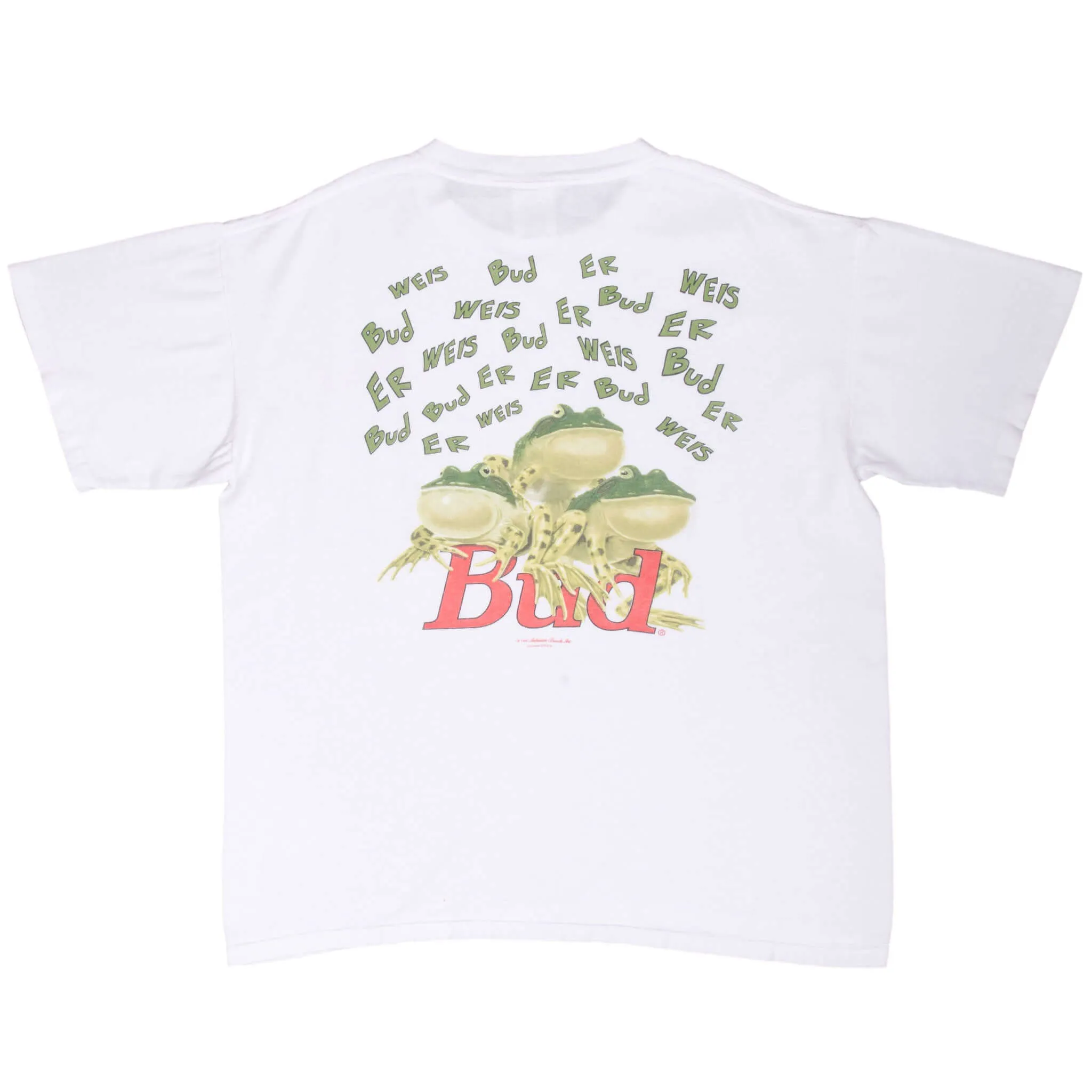 VINTAGE BUD BUDWEISER FROG TEE SHIRT 1995 SIZE XL MADE IN USA