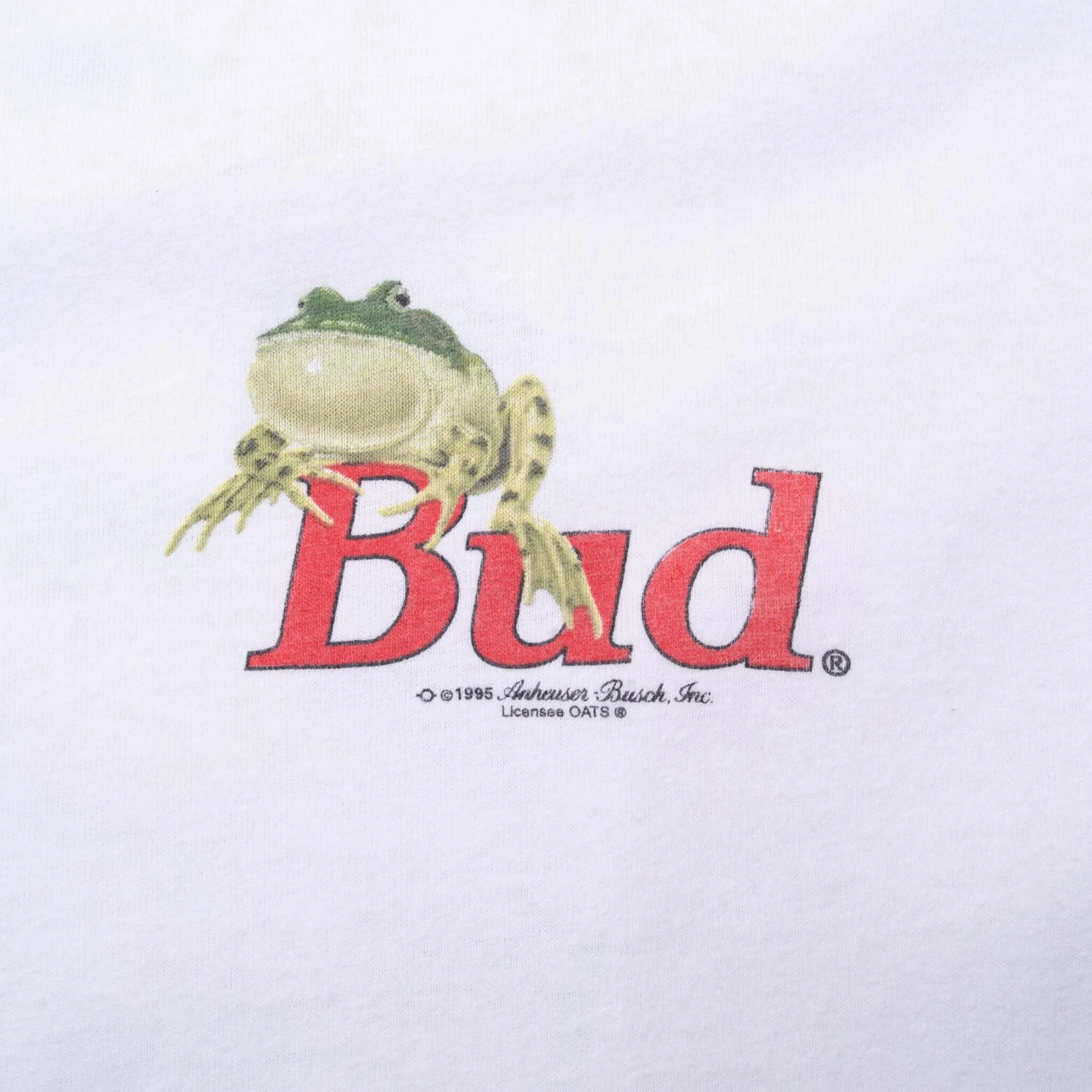 VINTAGE BUD BUDWEISER FROG TEE SHIRT 1995 SIZE XL MADE IN USA