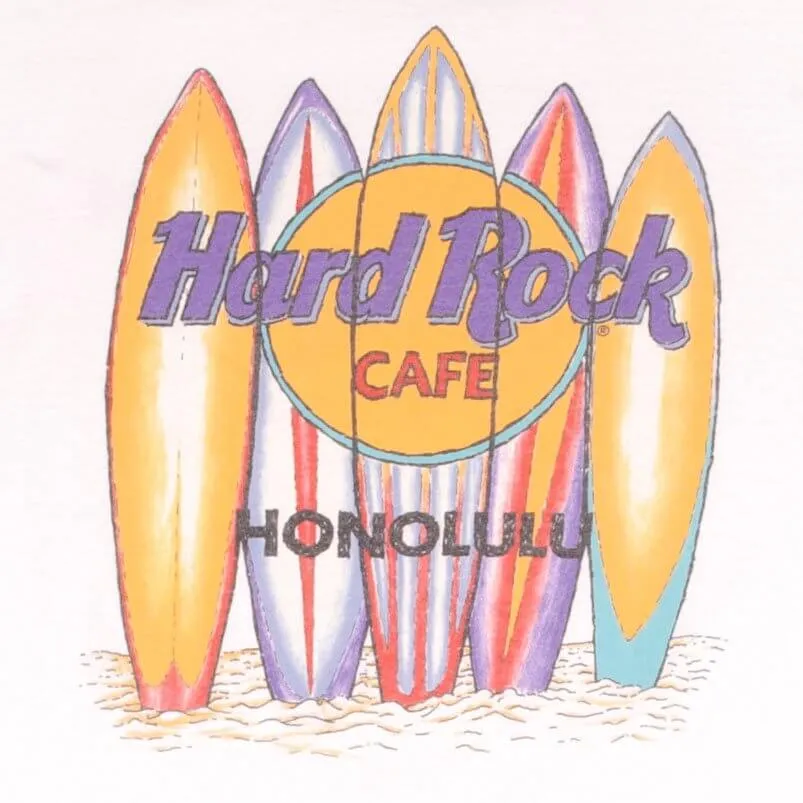 VINTAGE HARD ROCK CAFE HONOLULU HAWAII SURF TEE SHIRT 1990S SIZE LARGE