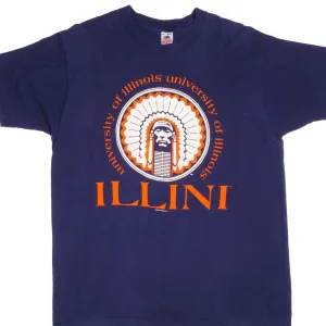 VINTAGE ILLINI UNIVERSITY OF ILLINOIS TEE SHIRT 1990S SIZE 2XL MADE IN USA