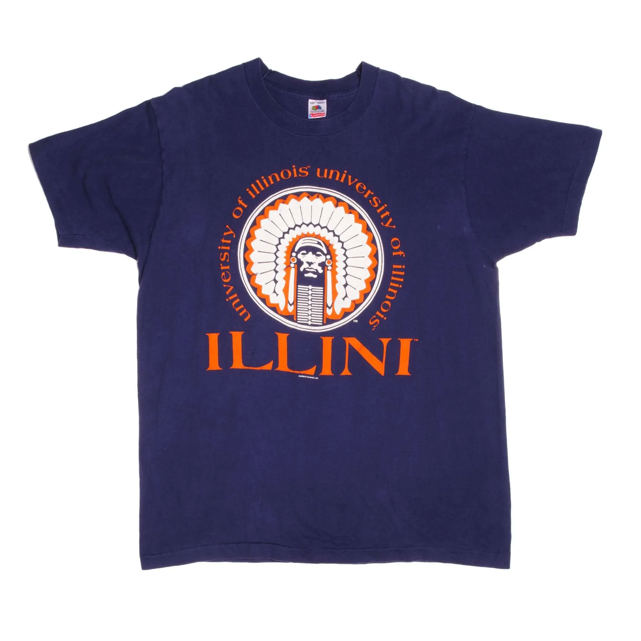 VINTAGE ILLINI UNIVERSITY OF ILLINOIS TEE SHIRT 1990S SIZE 2XL MADE IN USA
