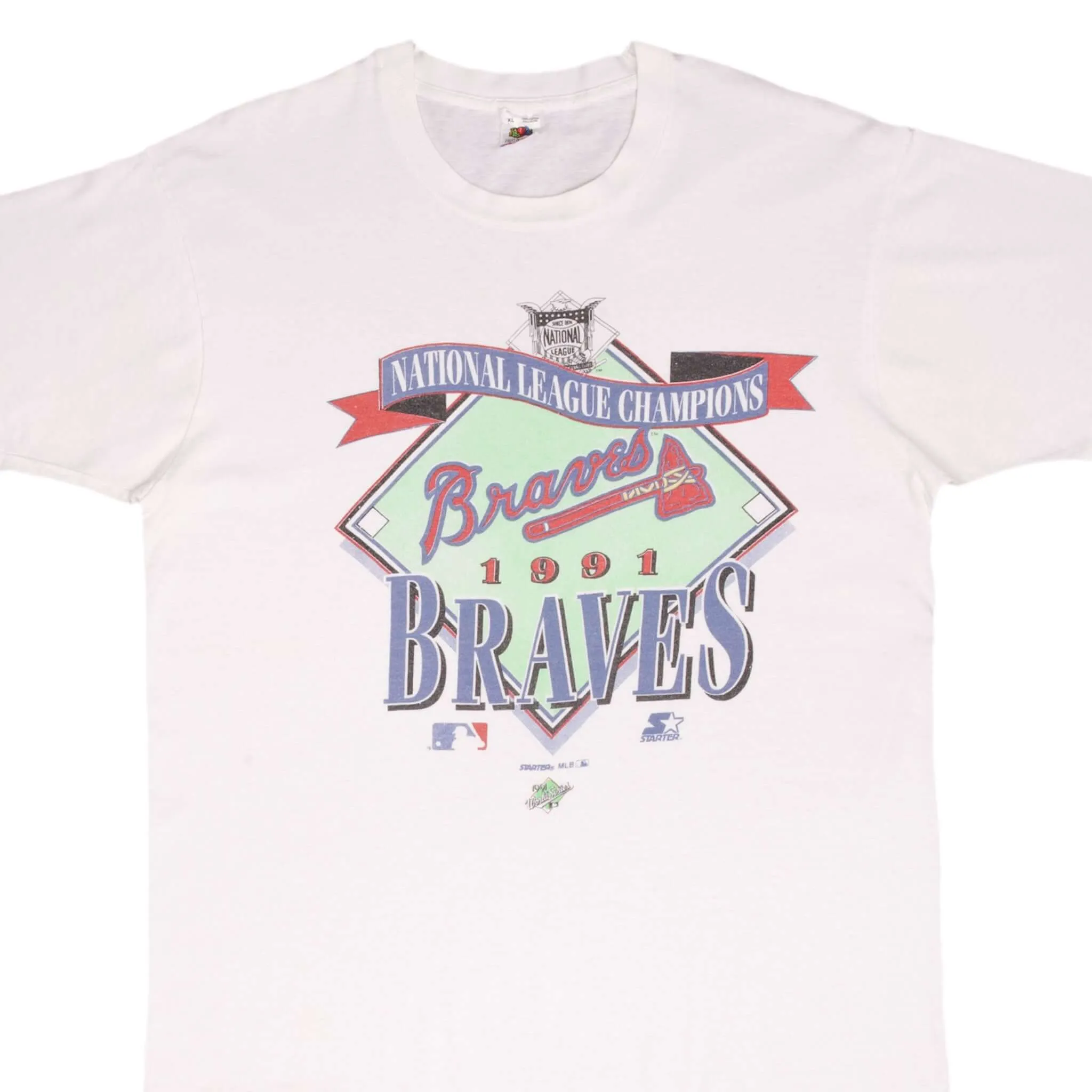 VINTAGE MLB ATLANTA BRAVES CHAMPIONS 1991 TEE SHIRT SIZE LARGE MADE IN USA