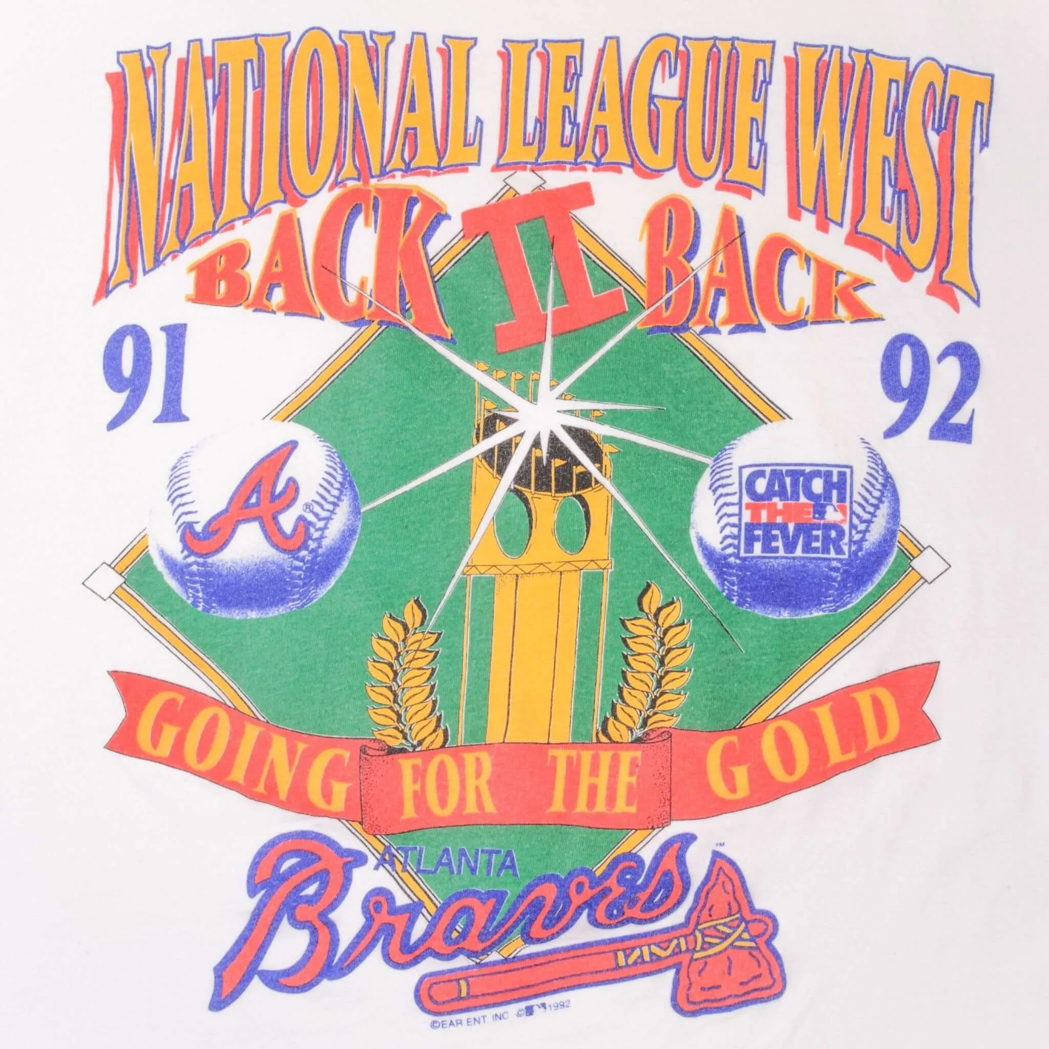 VINTAGE MLB ATLANTA BRAVES WESTERN CHAMPS 1992 TEE SHIRT XL MADE IN USA