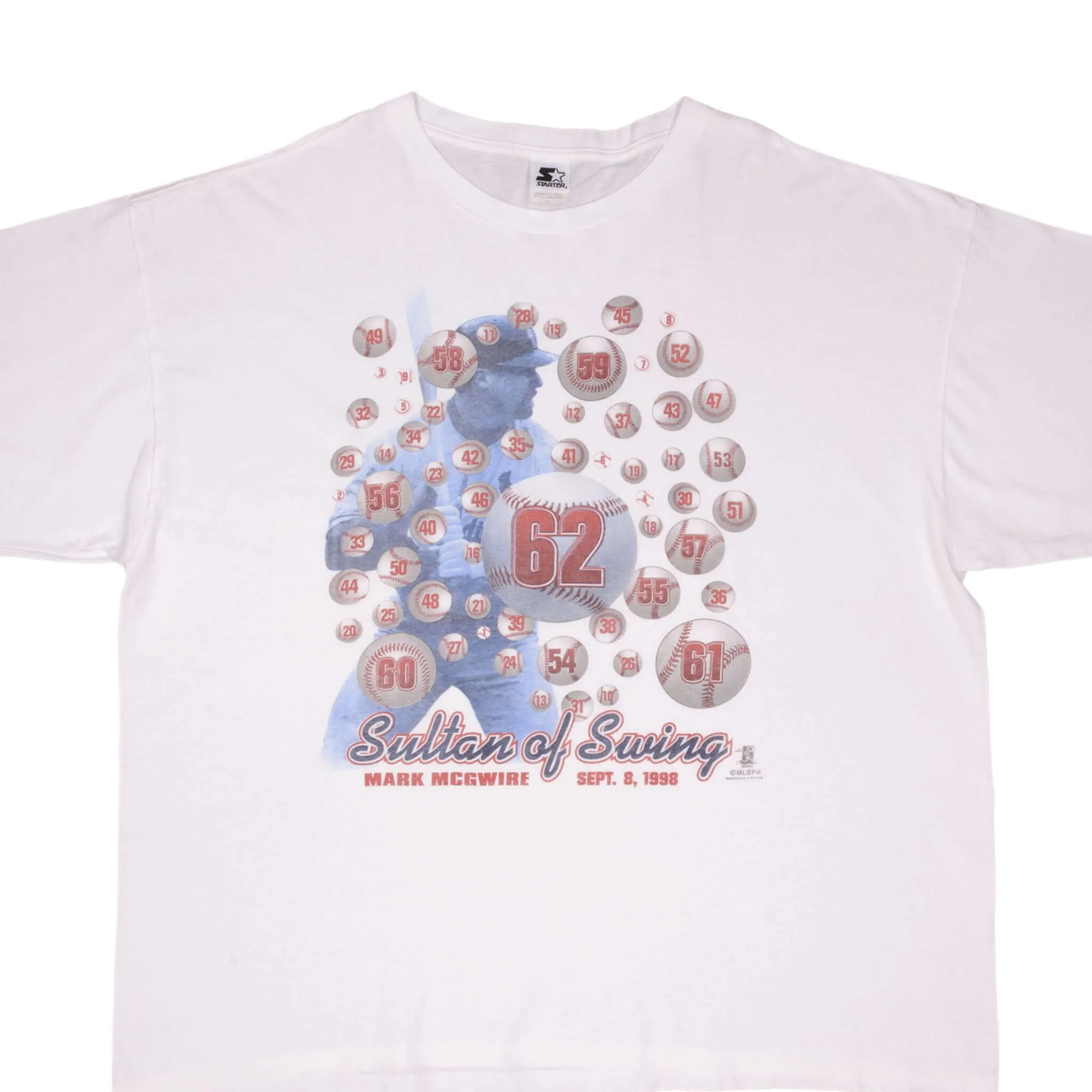 VINTAGE MLB MARK MCGWIRE SULTAN OF SWING ST LOUIS CARDINALS TEE SHIRT 1998 2XL