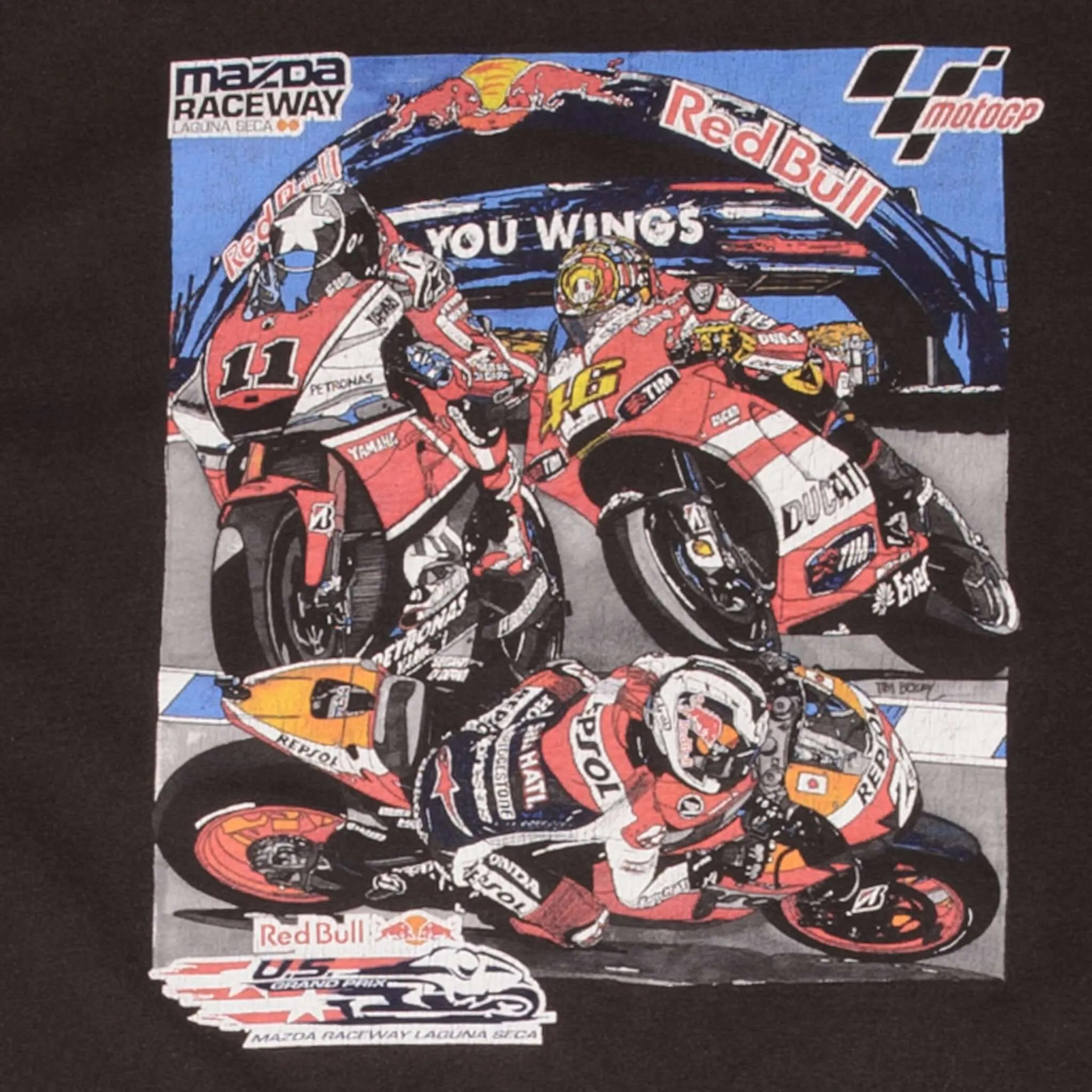 VINTAGE MOTO GP US RED BULL GRAND PRIX 2000S TEE SHIRT SIZE LARGE