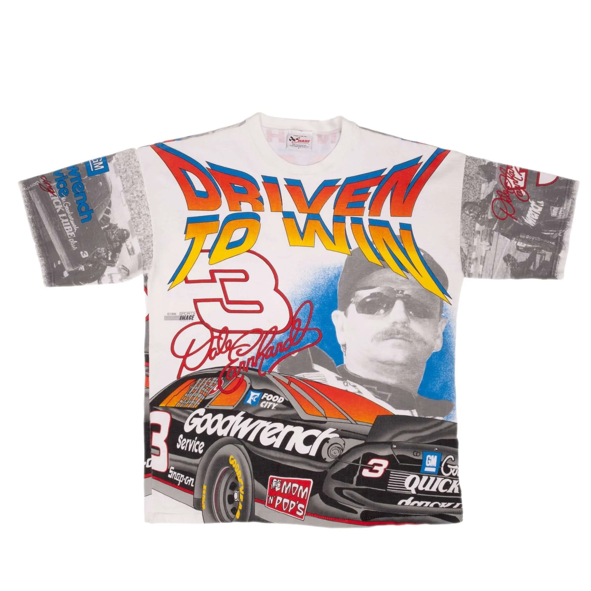 VINTAGE NASCAR ALL OVER PRINT DALE EARNHARDT 1996 TEE SHIRT LARGE MADE IN USA